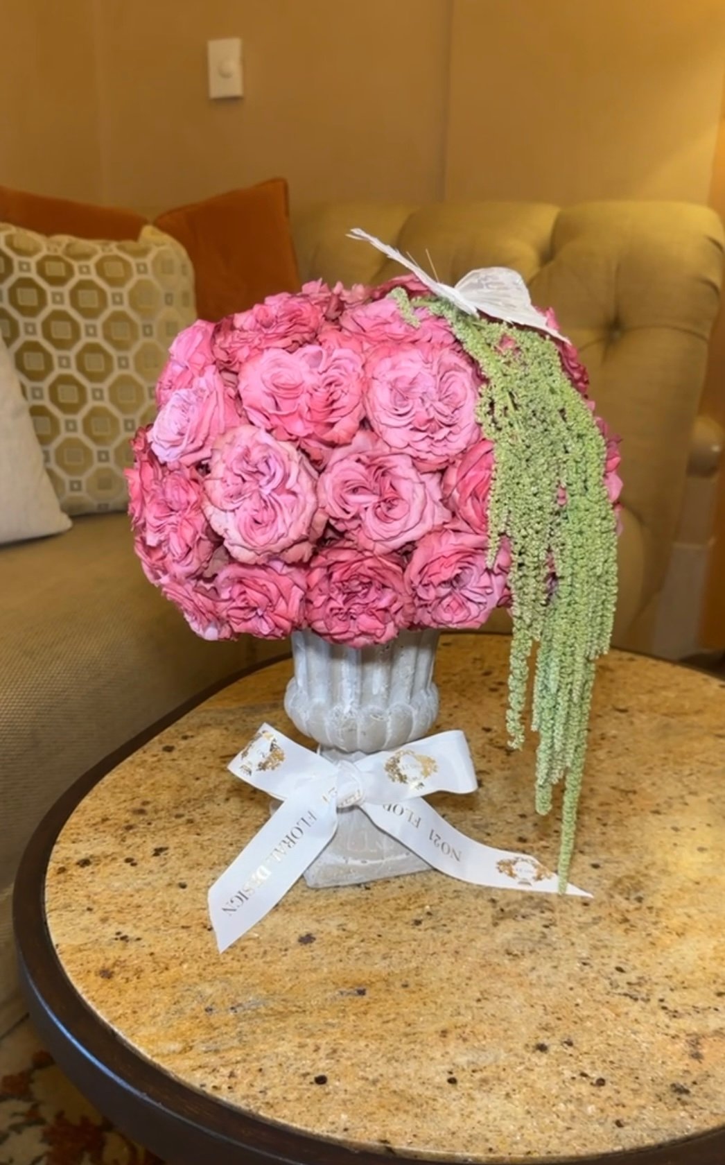 Blush Rose Ceramic Vase Arrangement