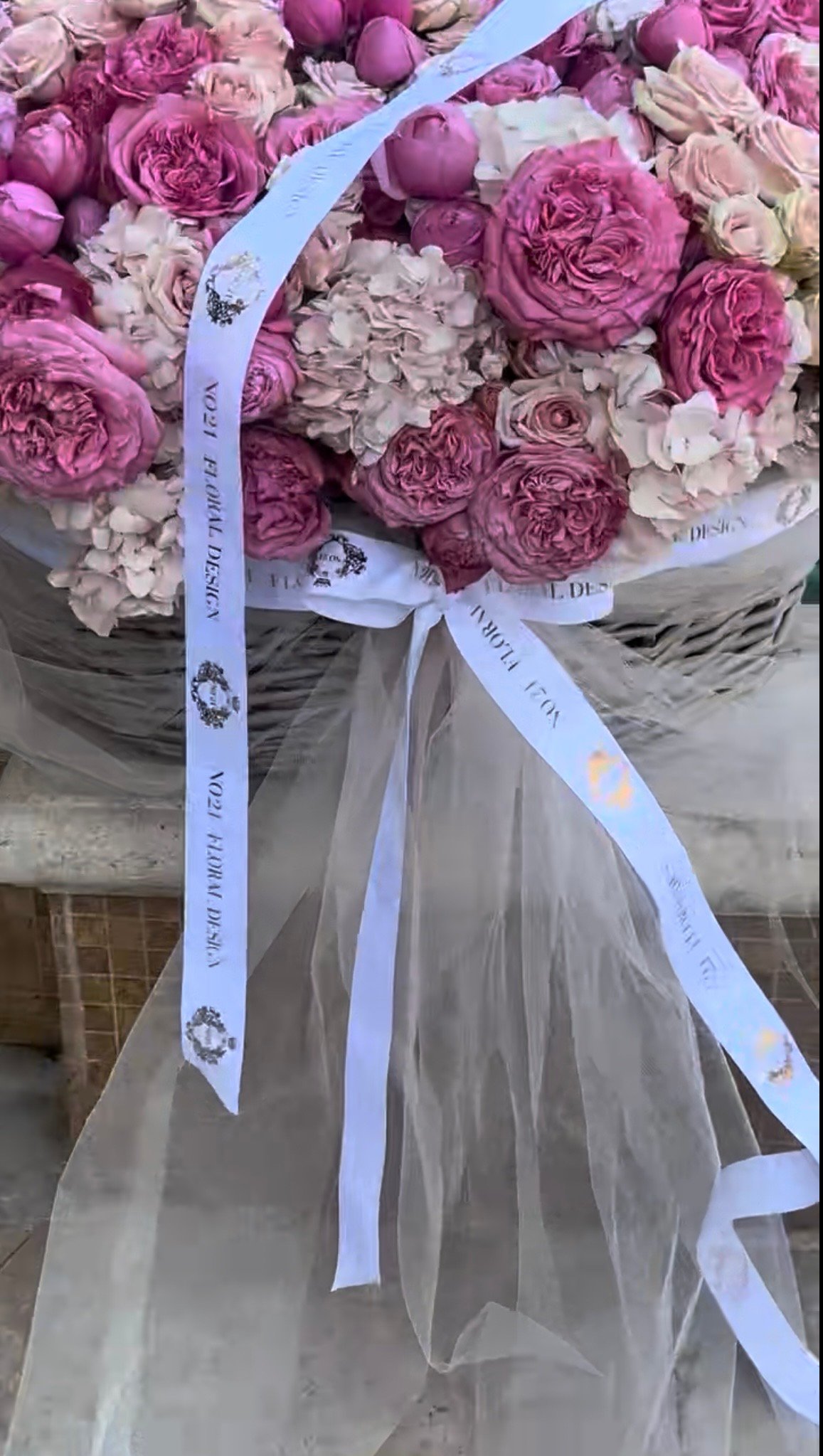 Pink Basket Of Hydrangeas - Image 3